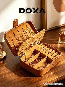 DOXA Portable Travel Storage Box, Snap Design Lightweight Container, Suitable For Small Personal Collectibles - Brown - View 3