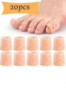 5/10/20pcs Silicone Toe Caps - Breathable Perforated Design, Suitable For Running, Hiking, Skating And Dancing - Soft Elastic Hand Washable With Finger Clip Design - Neutral Style, Beige - Multicolor - View 6