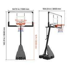 Portable Basketball Stand, 7.55 To 10 Ft Height Adjustment Basketball Hoop & Goal, Basketballs Hoop Outdoor With 54 Inch PC Backboard For Schools, Parks, Forward-Tilting Design - 7.55 to 10 Ft - View 10