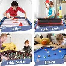 Multi Game Table Indoor Arcade Combo Set For Kids And Adults, Four In One Rotating Table Football Billiards Air Hockey Table Tennis, Sturdy Wooden Frame With Adjustable Leg Levelers Complete Accessories, Brown - Grey-brown Wood Grain - View 4