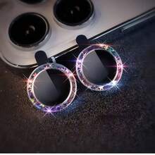 Silver Camera Lens Protector Film, Compatible With IPhone 17pro Max/16/15/14 Plus/13/12/11 Phone Lens Protector Film, Full Coverage Camera Glass Film, Shiny Star Lens Decoration Sticker, Fashionable Phone Accessory, Effective Scratch Resistance - Silver - View 4