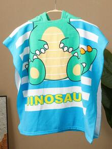 Children's Striped Dinosaur Design Hooded Bath Towel - Multicolor - View 3
