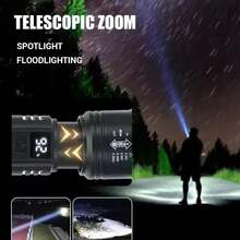 Potentes linternas LED P70, luzáctica ultrabrillante, focos de emergencia, luz con zoom telescópico, batería incorporada, 5000LM - láser blanco - Ver 3