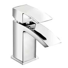 Waterfall-Style  Bathroom Faucet With Single Lever Mixer And Matching Drain Assembly - Silver - View 3