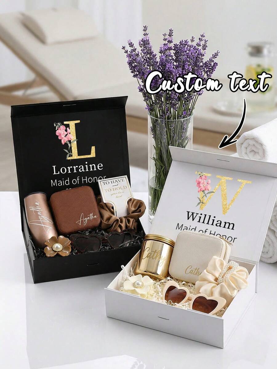 1pc Wedding Role Gift Box, Personalised Bridesmaid Proposal Gift Box,Customize Text, Bridesmaid Gift Box, Maid Of Honour Bridesmaid Box Box - Multicolor - View 1
