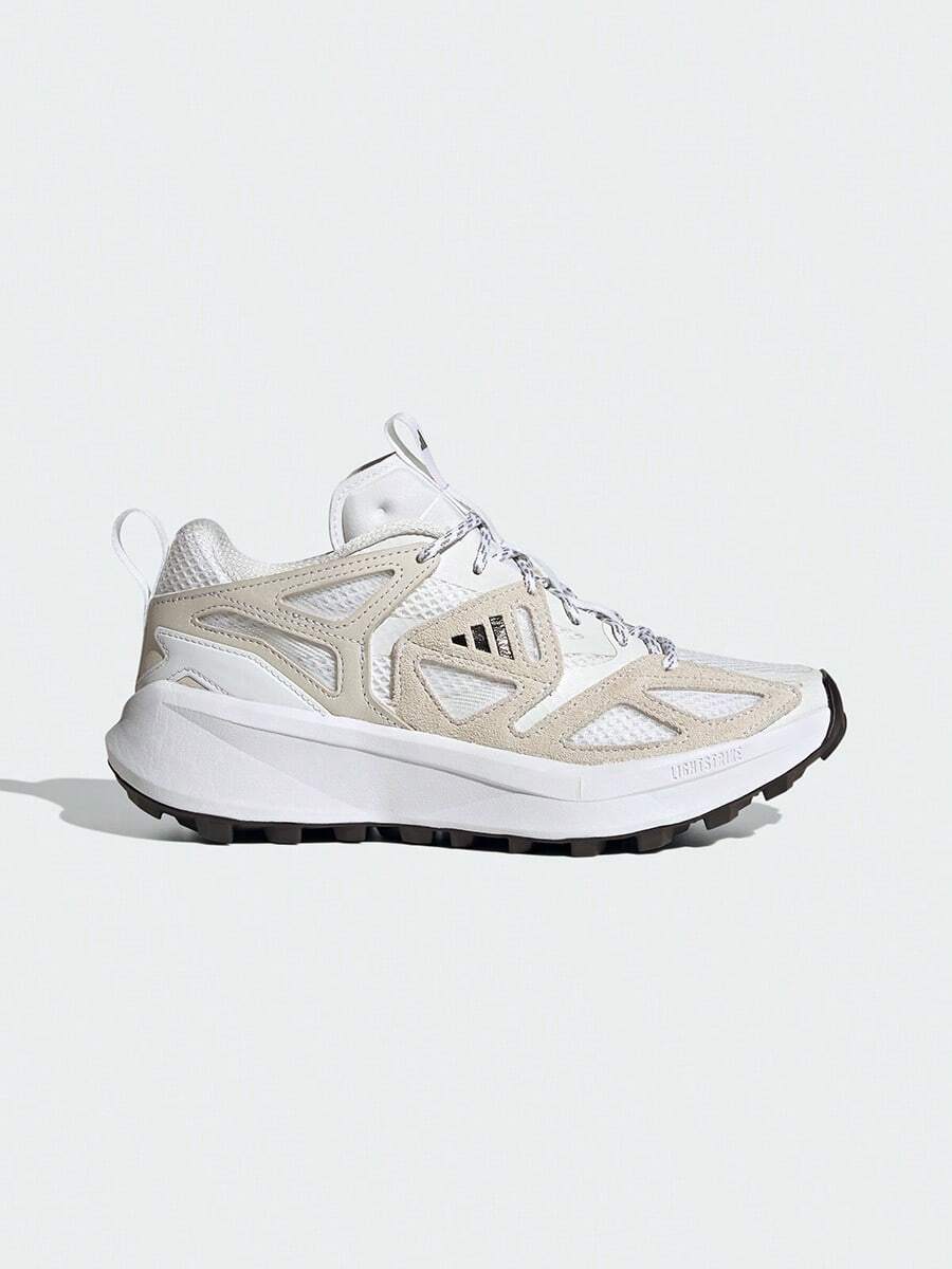 Adidas Sepatu Lari Kasual Olahraga Ringan Nyaman Berbahan Jala untuk Wanita Musim Semi/Gugur JH6836 - Putih/Hitam/Khaki - View 1