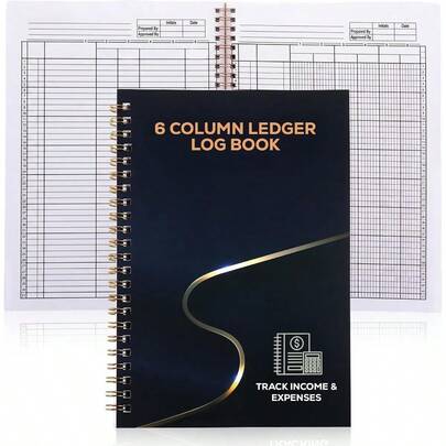 Bound 6 Column Ledger Log Book: Large Simple Six Column Bookkeeping And Accounting Blank Customizable Log Book Small Business, Multipurpose Columnar Pad Journal, Track Income Expenses