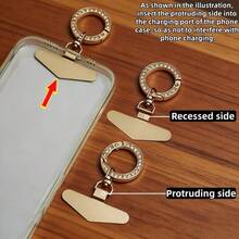 1pc/3pcs 2-In-1 360° Rotating Stainless Steel Ultra-Thin Phone Lanyard Clip, Triangular Connector + Metal Rhinestone Round Spring Ring, Anti-Drop Finger Strap With Decorative Charm, DIY Creative Personalized Fashion Phone Lanyard Connector, Phone Case Back Adhesive Pad Fixed Bracket, Universal Phone Accessory - Multicolor - View 7