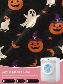 HONEYMOON 2/3件組萬聖節印花被套組，包含1件被套與1/2件枕套，不含被芯，適用單人/雙人/加大/特大所有尺寸，居家學校宿舍床上用品必需品，可機洗 - 彩色 - 查看 8