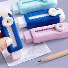 6pcs/Set: 1 Main Eraser + 5 Replacement Refills, Minimalist Candy Color Retractable Eraser, No Residue, No Crumbs - Multicolor - View 1