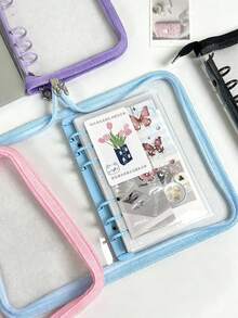 1pc A6 Glitter Zipper Binder, Transparent Storage Bag, Sticker Storage Book, Pencil Case, PVC Material, A6 PP High Transparency Inner Page Refill, IDOLME, Suitable For Document Bag/Stamp Album/Scrapbook/Sticker Book/Pencil Case, K-Pop Photo Album, Savings Book, Diary, Planner, Etc. - A6 - View 3