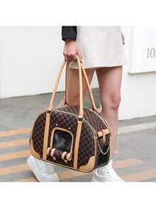 1pc Fashionable Pet Carrier Bag With Breathable Mesh, Small Animal Travel Bag, Spacious Interior, Equipped With Safety Buckle, Suitable For Cats, Puppies And Rabbits For Travel Or Vet Visits - Multicolor - View 2