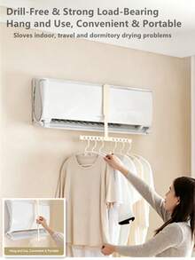 1 PC Foldable Air Conditioner Drying Rack, Portable Multi-Hole Travel Clothes Hanger, Space-Saving Collapsible Laundry Rack For Hotel, Business Trip, Home, Apartment, Dorm, Camping, Lightweight, Durable, Quick-Dry, Indoor Outdoor Summer Use - View 9