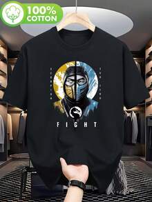 Men's Scorpion Vs Sub-Zero Gaming T-Shirt - Iconic Face Off Design With FIGHT Text, Lightweight Tee Suitable For Gaming Events & Casual Wear - Iconic - 黑色 - 查看 7