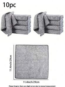 10pcs Super Absorbent Microfiber Cleaning Cloths, Thickened Quick-Dry Bamboo Charcoal Fiber Towels, Suitable For Car And Kitchen, Non-Greasy, Machine Washable - Grey - View 8