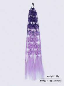 Ombre Gradient Bubble Braids Ponytail Hair Extension, Thin Side Braided Lantern Braid, Y2K Rave Festival Fake Hair Pieces With Elastic Hair Tie - Multicolor - View 3