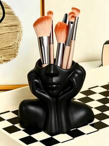 1pc Creative Human Body Art Makeup Brush Holder,Makeup Oraganiser,Desktop Storage Organizer,Back To School Pen Holder,Perfume/Make Up Storage Organiser,Bathroom Accessories,Vanity Stuff,Room Decor,Bedroom Decor,Pen Pot,Gifts For Women,Halloween Decor - A - View 8