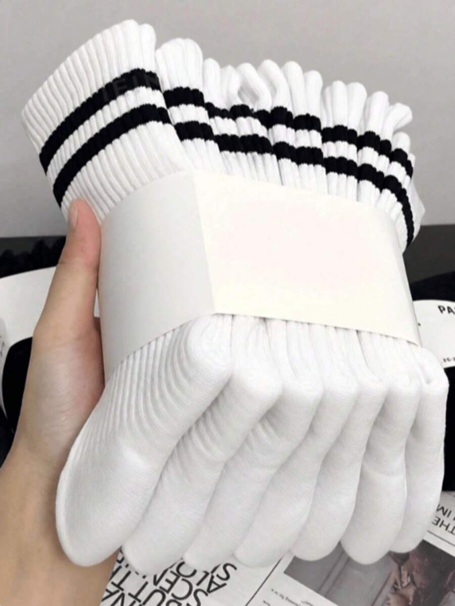 20/15 Pairs Moisture-Wicking Casual Knit Socks Unisex Invisible Socks Solid Color/Sports Socks 5/10/15/20 Pairs Optional - White - View 1