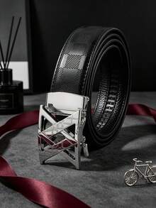 1pc 2026 New Fashion Men's Belt, Classic Letter Design, Premium Alloy Automatic Buckle, Paired With High-Quality PU Leather Strap, Lightweight Business Style, Perfect Gift Choice - Multicolor - View 5