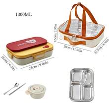 Kotak Bekal Bento Stainless Steel 304 untuk Dewasa, Wadah Makanan dengan Kompartemen, Wadah Persiapan Makanan dengan Sekat, Kotak Makan Siang Logam Terisolasi Portabel dengan Wadah Sup, Wadah Makanan untuk Perjalanan, Kotak Bekal Bento Sekolah dengan Tas Makan Siang dan Peralatan Makan - MultiWarna - View 11