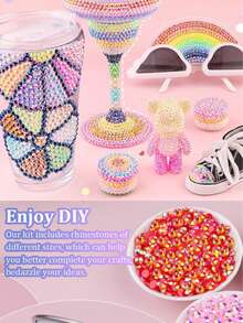 1440pcs Mixed Color Round Flat Back Rhinestones Resin Crystal Gems DIY Craft Decorations For Manicure Garment Phone Case Decor - Multicolor - View 4