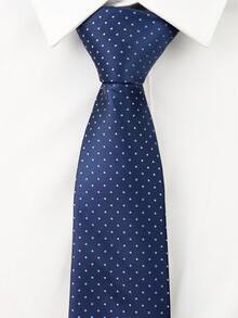 ZLQ&GOU 1 PC Cute Polka Dot Blue Men's Tie, Polyester Jacquard Knotted Necktie, Suitable For Wedding Party Neck Accessory - Navy Blue - View 5