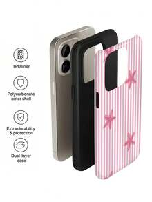 1pc Summer Vacation Fresh Style Pink Classic Striped Starfish Pattern Design, Phone 17 Pro Max Phone Case, Compatible With Phone 16 Pro Max, 15 Pro Max, 14 Pro Max, High-End Fashionable And Fun Phone Case, Compatible With 11/12/13/14/15/16 Pro Max Plus, Elegant Design Suitable For Men And Women, Perfect Gift For Friends, Besties On Holidays, Birthdays, Daily Life, Anniversaries! - Multicolor - View 4