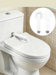 ABS Children Toilet Lock Baby Anti-Opening Toilet Lid Lock Prevent Cats And Dogs From Opening Toilet Suitable For Most Toilets No Tools Required Easy Installation Christmas Halloween Gift For New Moms - White - View 3