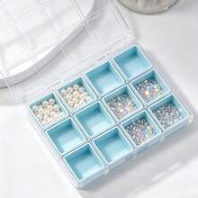 1pc 12-Grid Small Compartment Nail Art Rhinestone & Pearl Storage Box, Mini False Nail Tip Storage Tray, Multi-Grid Nail Drill Bit Storage Box, Mini Jewelry Ring Display Box - Multicolor - View 2