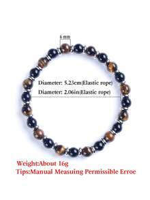 YAUKIA 6mm Vintage Tiger Eye'S Money Beaded Bracelet , Obsidian , Abundance , Wealth , Represents Strength , Summer Boho Jewelry , Suitable For Trips - Multicolor - View 5