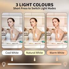 80cm Vanity Make-Up Mirror With LED Light Strip & USB Charge Table Wall-Mounted - White - View 2