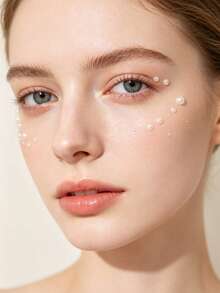 1pc Self-Adhesive White Pearl Face Sticker, Round Pearl Rhinestone Eye Gem, DIY Makeup Sticker Suitable For Wedding, Holiday, Carnival Party, Party,Halloween Costume - White - View 3