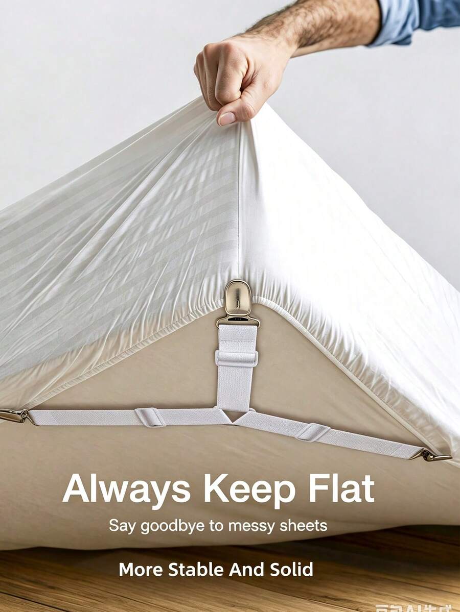4pcs Elastic Bed Sheet Fastener, Triangular Adjustable Bed Sheet Clips, Non-Slip Bed Sheet Fixing Buckles, Keep Bed Sheet Flat And Stable, Suitable For Mattress Covers, Sofa Cushions, Daily Home Use