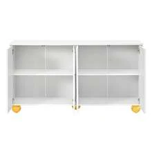 White Sideboard With Gold Accents – Dining Room Storage Cabinet - White - View 7