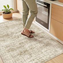 Alfombra de pasillo antideslizante para dormitorio, alfombra lavable con reverso de goma - Alfombra suave de pelo corto para cocina, lavandería, baño (61 x 244 cm, beige/marfil) - Marrón - Ver 3