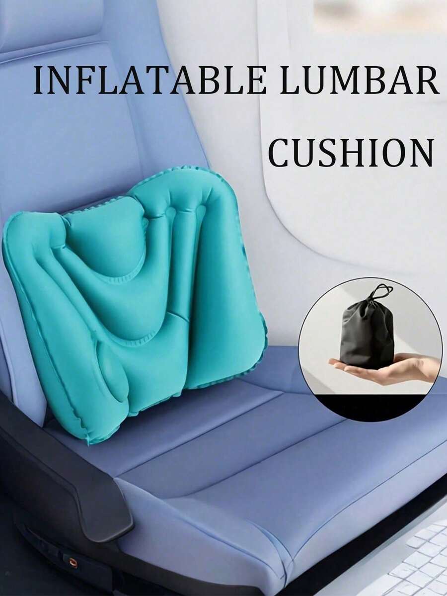 Manual Inflatable Lumbar Support Cushion, Portable Inflatable Waist Pillow, Lumbar Support Backrest, Essential Accessory For Long-Term Sitting In Trains, Airplanes, Offices, Cars, Camping And Travel - Multicolor - View 1