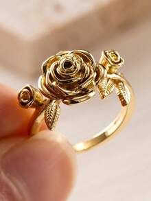 1 pieza Anillo hermoso para mujeres, joyería para boda, compromiso y fiesta, regalo del Día de San Valentín - Amarillo Oro - Ver 7