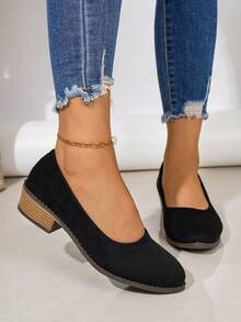 1 Pair Solid Color Fashion Fabric Buckle Women's Wedge Heel Thick Sole Shoes Outdoor All Season - Black - View 6