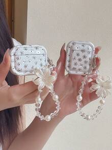 Casing Pelindung Motif Bunga Layar Penuh Wind Feather Gauze untuk AirPods 4, Casing Pelindung Earphone Apple, Casing Earphone Bluetooth Pro 3, iPod Box Generasi ke-3, Casing Earphone 1/2 - Putih - View 8