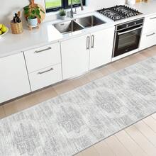 Alfombra de pasillo antideslizante para dormitorio, alfombra lavable con reverso de goma - Alfombra suave de pelo corto para cocina, lavandería, baño (61 x 244 cm, beige/marfil) - Blanco - Ver 7