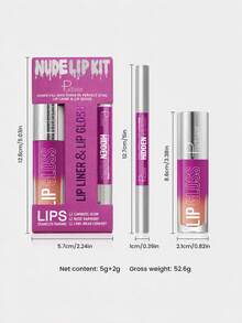 Pudaier 1pc Lip Gloss + 1pc Lip Liner Set, Moisturizing Lip Liner & High Shine Lip Gloss Combination, Waterproof & Smudge-Proof, Defines Lip Shape, Long-Lasting Gloss, Suitable For Girls In Spring/Summer, Perfect For Graduation Party And Daily Makeup - 06 - View 9