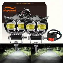 Heyword Dual-Color LED Motorcycle Owl Auxiliary Light, Suitable For Motorcycles, Bicycles And Cars, Equipped With Adjustable Mounting Bracket, Hardwired Connection, Road Lighting Auxiliary Equipment, Adjustable Vehicle Lighting, Battery Not Included - [1PCS Lights] - View 15