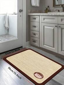 1pc Luxury Faux Linen Woven Pattern Kitchen Mat, 3.5mm Soft Rubber Cuttable, Absorbent & Dirt-Resistant Anti-Slip Kitchen Mat, Living Room Floor Mat, Bathroom Mat, Suitable For Entryway, Hallway, Outdoor Garden - Multicolor - View 10