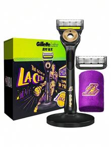 GILLETTE Labs Co-Branded Gift Box With Exfoliating Bar By Men Razor, Shaving Kit For Men, Includes Wristband, 1 Handle, 2 Razor Blade Refills, And Premium Magnetic Stand,Gifts For Him - Safety Tazor + Blade - View 2