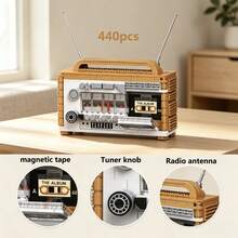 400+ Piezas de Modelo de Arquitectura en Miniatura, Juguete Ideal para Adultos para Aliviar el Estrés y Reducir la Ansiedad, Serie Vintage Radio, Cámara, Teléfono, Gramófono, Juego Divertido para Adultos, Kit de Ensamblaje de Modelo Vintage Creativo, Regalo Perfecto para Cumpleaños o Vacaciones - Multicolor - Ver 4