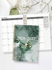 1pc 2026-2027 A5 Monthly Planner, Large Calendar Grid, Reference Calendar And Notes Pages, Gold Spiral Binding, Back To School Office Desk Accessories Notebook, Suitable For Teachers Use - A5 - View 5