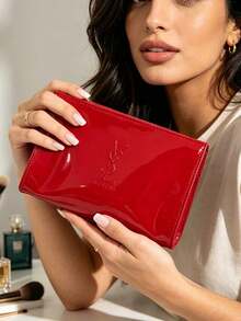 Yves Saint Laurent Red Makeup Bag Made Of High-Quality Fabric, Convenient For Storing Lipstick, Blush And Other Cosmetics, Perfect For Girls. - Red - View 5