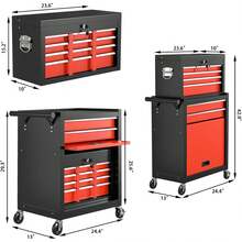8 Drawer Rolling Tool Chest, High Capacity Tool Box Storage Cabinet With Lockable Wheels And Drawers, 2 In 1 Portable Toolbox Organizer System For Garage Warehouse Repair Shop, - BlackRed - View 5
