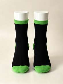 1 Pair, Multiple Style Options, Women's Fun Black Cat Pattern Crew Socks, Vintage Street Style Letter Print Mid-Calf Socks, Y2K Punk Neon Green Ankle Casual Fashion Socks, Novel Daily Wear Socks - Multicolor - View 5