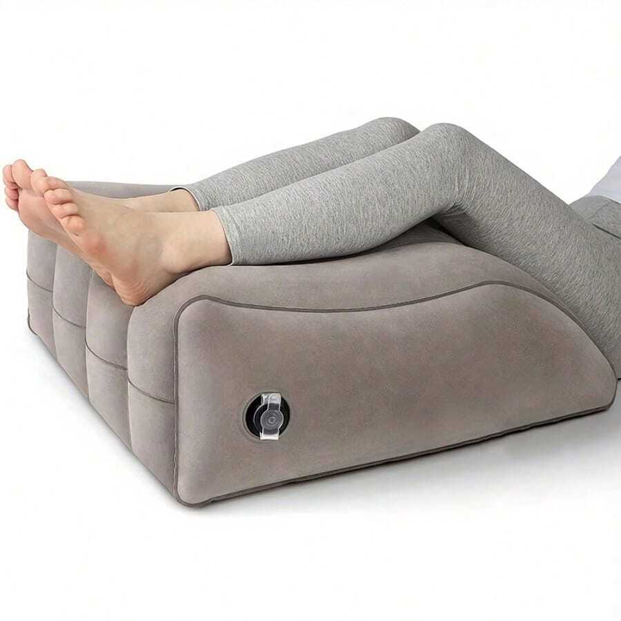 Almohada cuña inflable elevadora piernas soporte ergonómico cojín cómodo para descanso piernas embarazo recuperación - Gris Claro - Ver 1